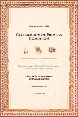 First Communion Celebration invitation design