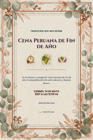 Peruvian New Year's Eve Dinner invitation preview