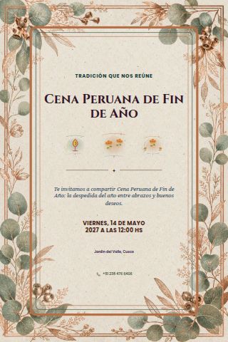 Peruvian New Year's Eve Dinner invitation design preview