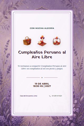 Peruvian Outdoor Birthday Picnic invitation preview