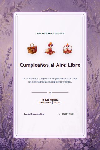Outdoor Birthday Picnic invitation design preview