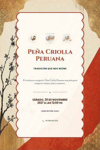 Peruvian Peña Criolla invitation design preview