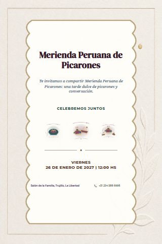 Peruvian Picarones Merienda invitation design preview