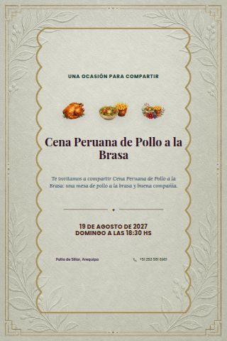 Peruvian Pollo a la Brasa Dinner invitation preview