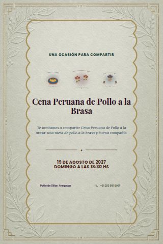 Peruvian Pollo a la Brasa Dinner invitation design preview