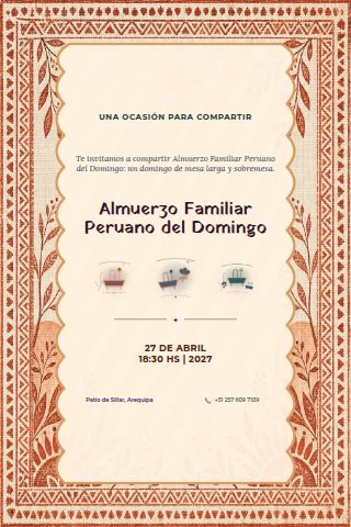 Peruvian Sunday Family Lunch invitation design preview