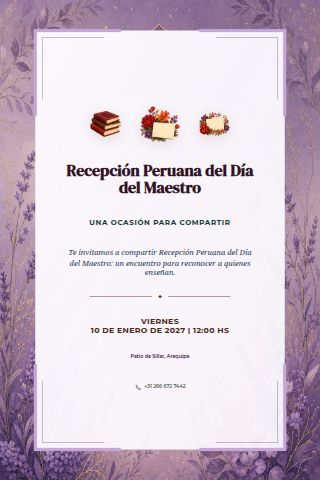 Peruvian Teachers' Day Reception invitation preview