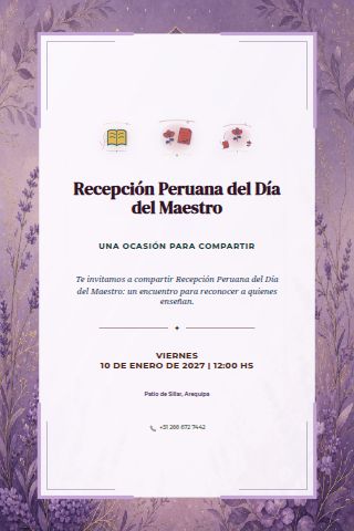 Peruvian Teachers' Day Reception invitation design preview