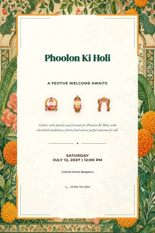 Phoolon Ki Holi invitation preview