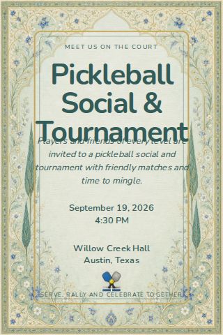 Pickleball Social & Tournament invitation design preview