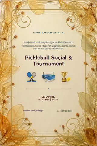 Pickleball Social & Tournament invitation preview