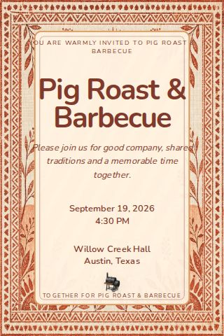 Pig Roast & Barbecue invitation design preview