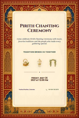 Pirith Chanting Ceremony invitation preview