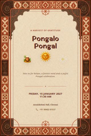 Pongal Sankranti invitation preview