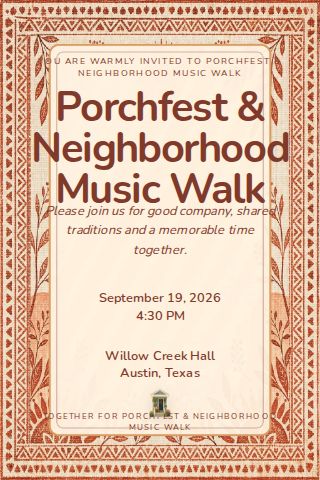 Porchfest & Neighborhood Music Walk invitation design preview