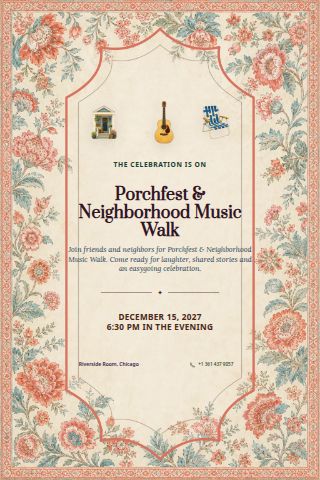 Porchfest & Neighborhood Music Walk invitation preview