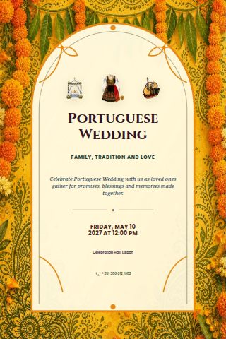 Portuguese Wedding invitation preview