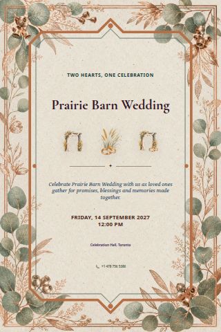 Prairie Barn Wedding invitation preview