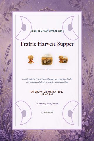 Prairie Harvest Supper invitation design preview