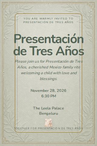 Presentación de Tres Años invitation design preview