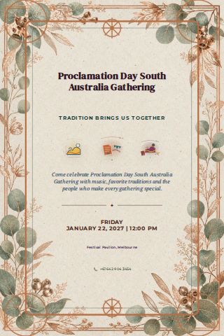 Proclamation Day South Australia Gathering invitation design preview
