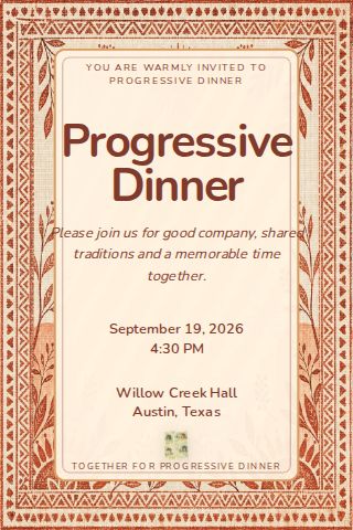 Progressive Dinner invitation design preview