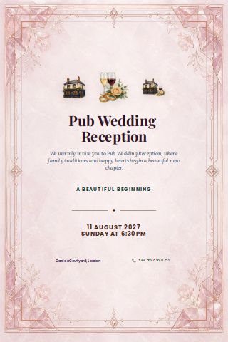 Pub Wedding Reception invitation preview