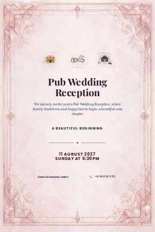 Pub Wedding Reception invitation design preview