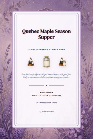 Quebec Maple Season Supper invitation preview