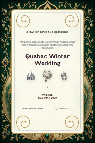 Quebec Winter Wedding invitation design preview