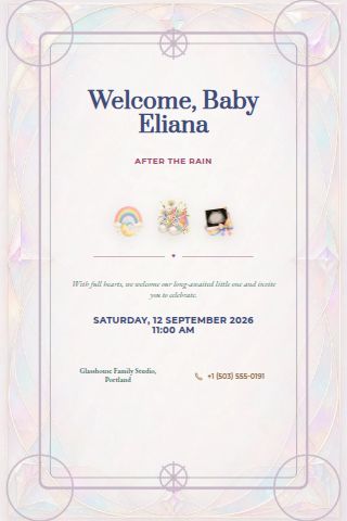 Rainbow Baby Announcement invitation preview