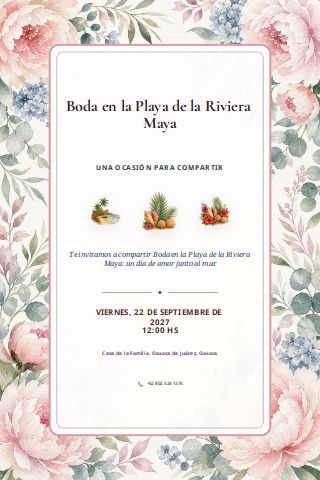 Riviera Maya Beach Wedding invitation preview