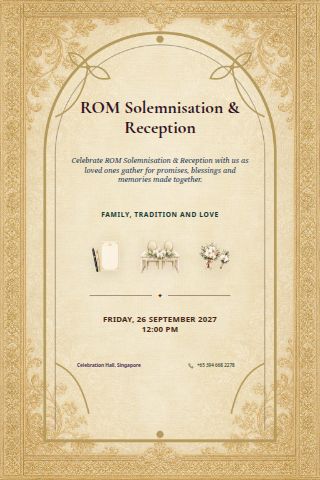 ROM Solemnisation & Reception invitation preview