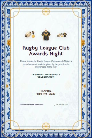 Rugby League Club Awards Night invitation preview
