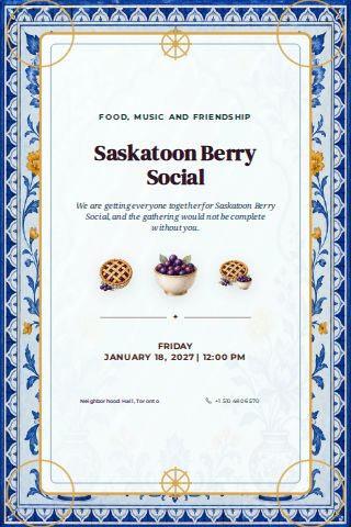 Saskatoon Berry Social invitation design preview
