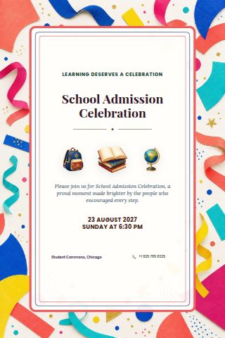 School Admission Celebration invitation preview