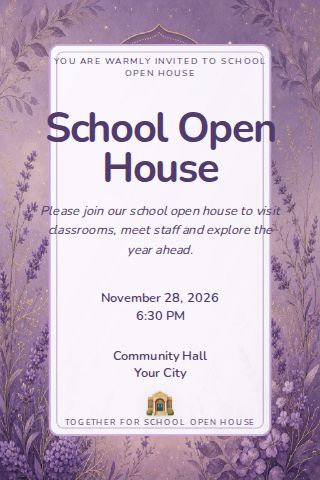 School Open House invitation design preview
