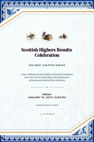 Scottish Highers Results Celebration invitation preview
