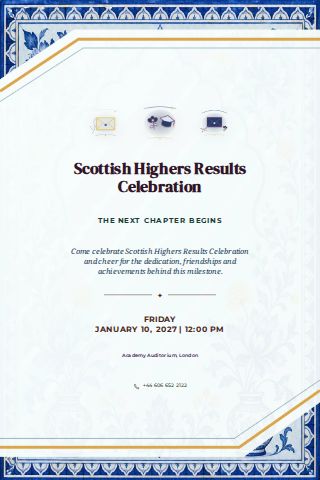Scottish Highers Results Celebration invitation design preview