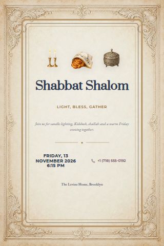 Shabbat Dinner invitation preview