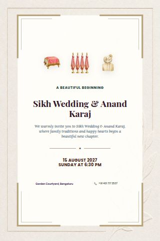 Sikh Wedding & Anand Karaj invitation preview
