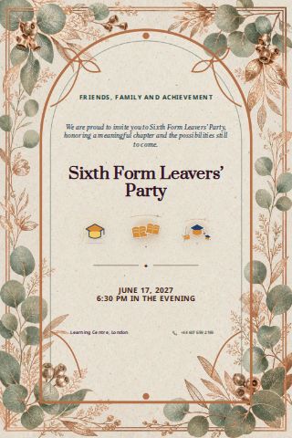 Sixth Form Leavers’ Party invitation design preview