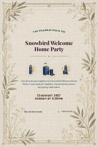 Snowbird Welcome Home Party invitation design preview