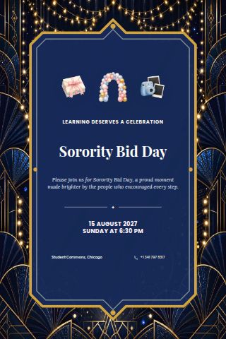 Sorority Bid Day invitation preview