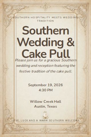 Southern Wedding & Cake Pull invitation design preview