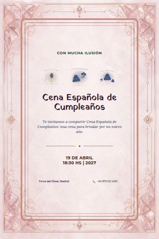 Spanish Adult Birthday Dinner invitation design preview