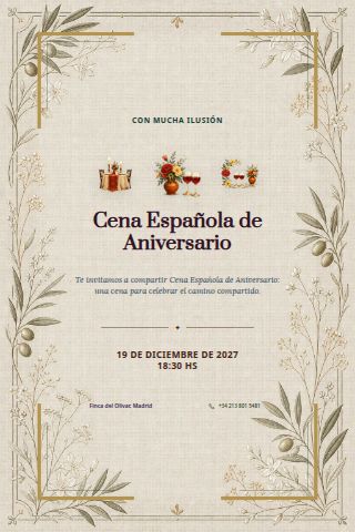 Spanish Anniversary Dinner invitation preview
