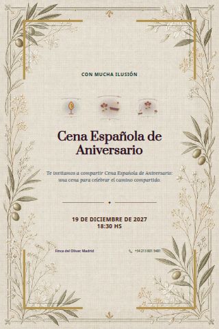 Spanish Anniversary Dinner invitation design preview