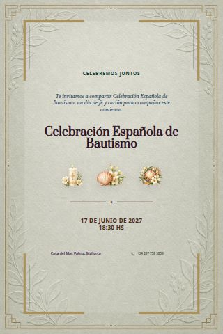 Spanish Baptism Celebration invitation preview