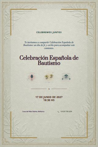 Spanish Baptism Celebration invitation design preview